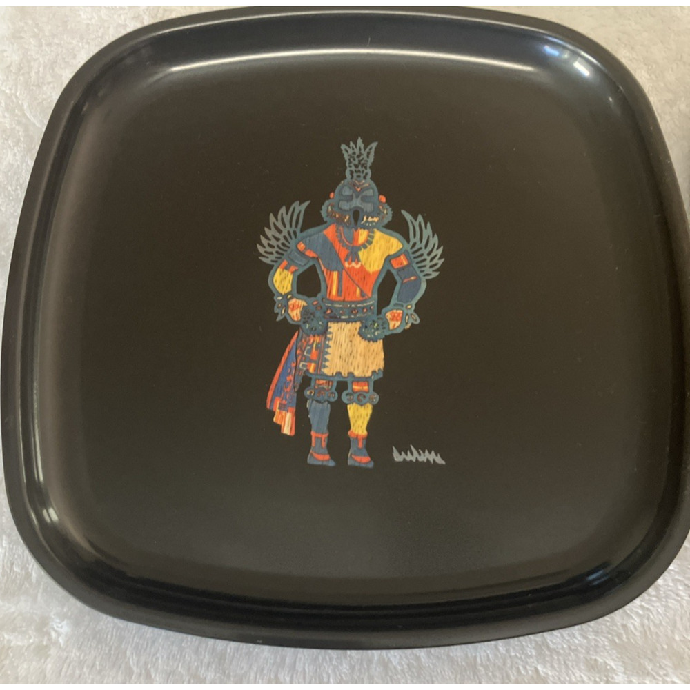 Cuoroc Tray Plate Hummingbird Kachina Roadrunner Hand Inlaid Hopi Tribal Lot 2 - Picture 3 of 12